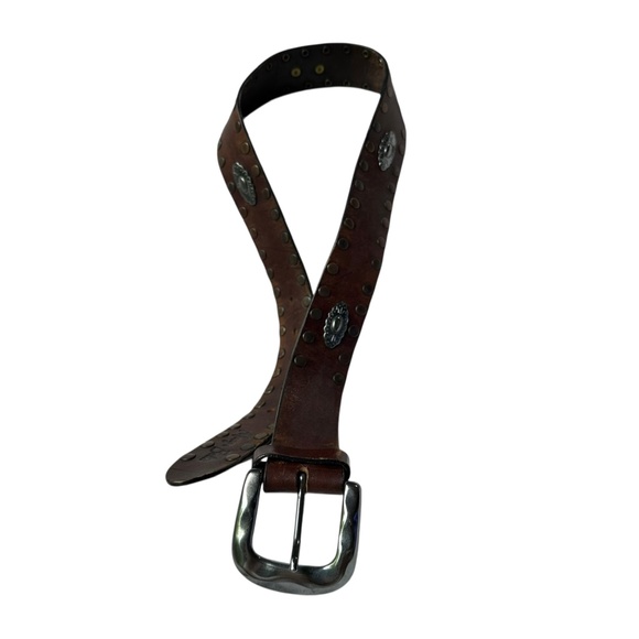 Vintage MANGO PUNTO Brown Leather Concho Studded Belt For Men Size 30 - Picture 6 of 9